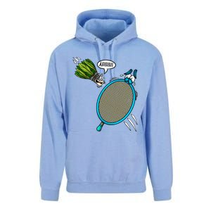 Badminton Player Screaming Shuttlecock Ahhh Badminton Gift Unisex Surf Hoodie