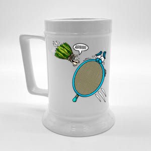 Badminton Player Screaming Shuttlecock Ahhh Badminton Gift Beer Stein