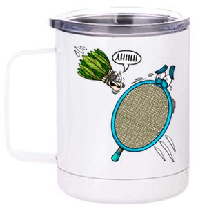 Badminton Player Screaming Shuttlecock Ahhh Badminton Gift 12 oz Stainless Steel Tumbler Cup