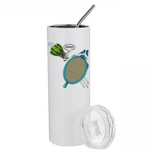 Badminton Player Screaming Shuttlecock Ahhh Badminton Gift Stainless Steel Tumbler