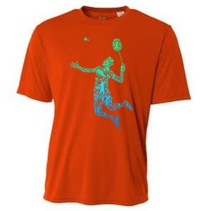 Badminton Player Shuttlecock Gift Cooling Performance Crew T-Shirt