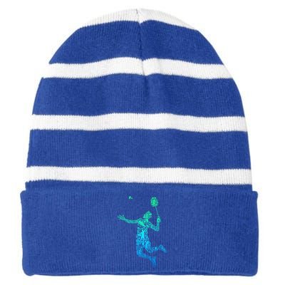 Badminton Player Shuttlecock Gift Striped Beanie with Solid Band