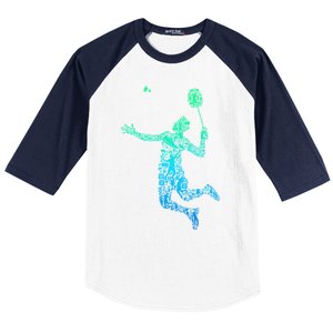 Badminton Player Shuttlecock Gift Baseball Sleeve Shirt