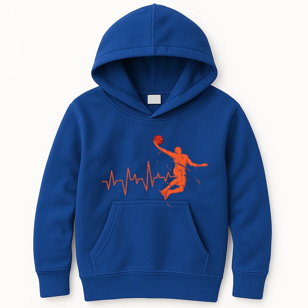 Basketball Player Streetball Sport Game Heartbeat Player Cute Gift Kids Hoodie