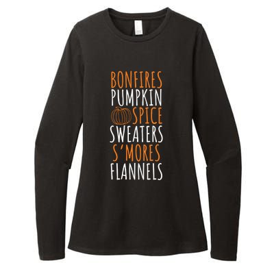 Bonfires Pumpkin Spice Smores Flannels Cute Fall Gift Womens CVC Long Sleeve Shirt