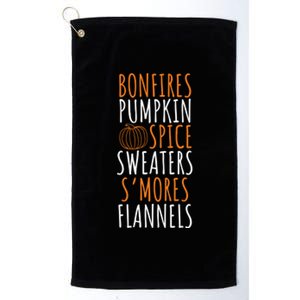 Bonfires Pumpkin Spice Smores Flannels Cute Fall Gift Platinum Collection Golf Towel