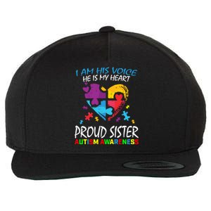 Blue Proud Sister Autism Awareness Brother Cute Gift Wool Snapback Cap