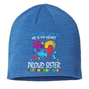 Blue Proud Sister Autism Awareness Brother Cute Gift Sustainable Beanie