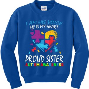 Blue Proud Sister Autism Awareness Brother Cute Gift Kids Sweatshirt