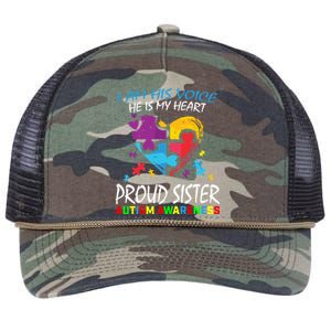 Blue Proud Sister Autism Awareness Brother Cute Gift Retro Rope Trucker Hat Cap