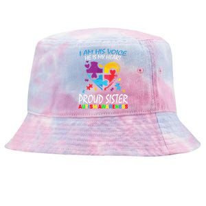 Blue Proud Sister Autism Awareness Brother Cute Gift Tie-Dyed Bucket Hat