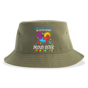 Blue Proud Sister Autism Awareness Brother Cute Gift Sustainable Bucket Hat