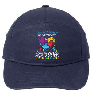 Blue Proud Sister Autism Awareness Brother Cute Gift 7-Panel Snapback Hat