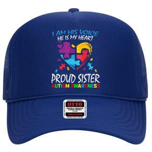 Blue Proud Sister Autism Awareness Brother Cute Gift High Crown Mesh Back Trucker Hat