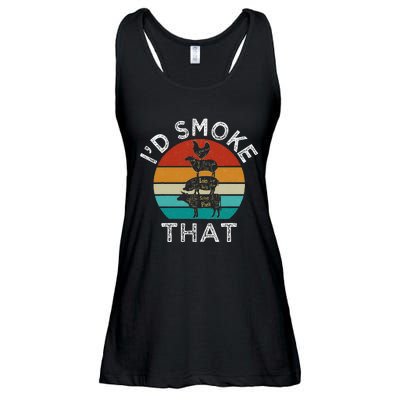 Bbq Party Smoker Chef Dad Gift I’D Smoke That Ladies Essential Flowy Tank