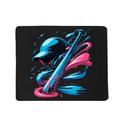 Baseball Player Sport Sprinkles Drip Baseball Bat Mousepad