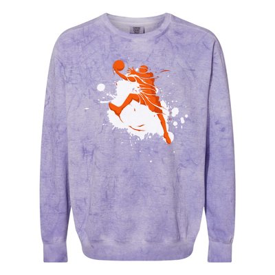 Basketball Player Slam Dunk Splash Colorblast Crewneck Sweatshirt