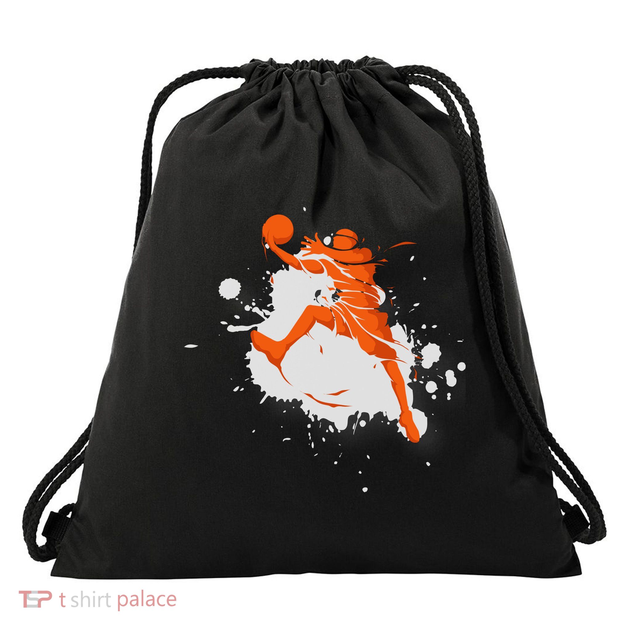 Basketball Player Slam Dunk Splash Drawstring Bag