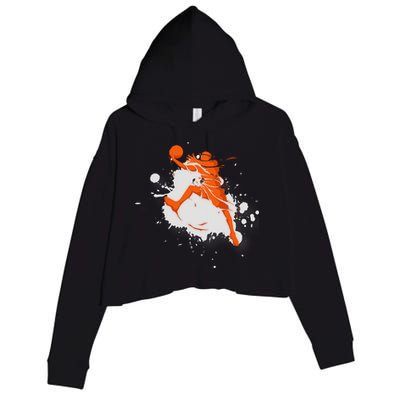 Basketball Player Slam Dunk Splash Crop Fleece Hoodie