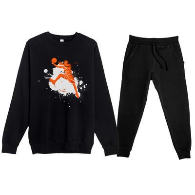 Basketball Player Slam Dunk Splash Premium Crewneck Sweatsuit Set