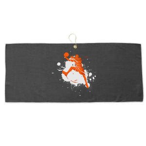 Basketball Player Slam Dunk Splash Large Microfiber Waffle Golf Towel