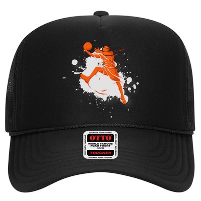 Basketball Player Slam Dunk Splash Trucker Hat