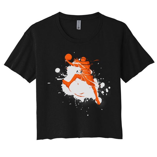 Basketball Player Slam Dunk Splash Crop Top