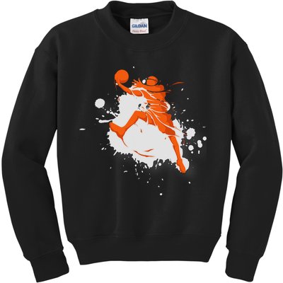Basketball Player Slam Dunk Splash Kids Sweatshirt