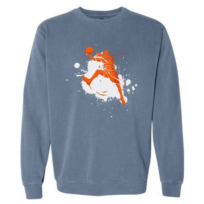 Basketball Player Slam Dunk Splash Garment-Dyed Sweatshirt