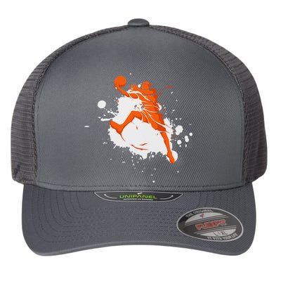 Basketball Player Slam Dunk Splash Flexfit Unipanel Trucker Cap