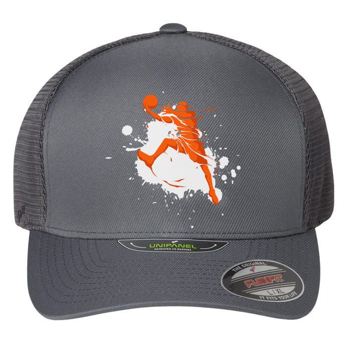 Basketball Player Slam Dunk Splash Flexfit Unipanel Trucker Cap