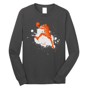 Basketball Player Slam Dunk Splash Long Sleeve Shirt