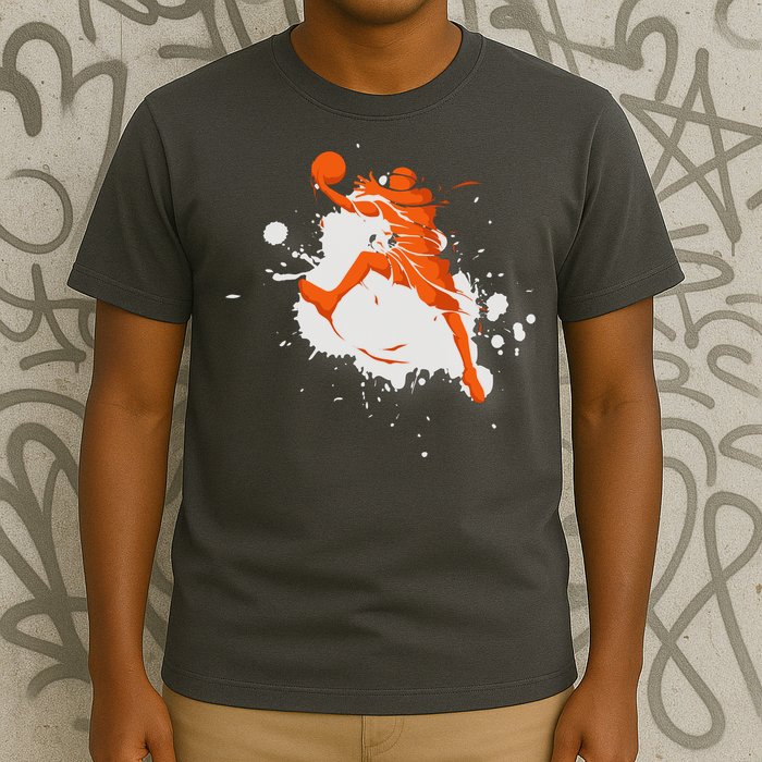 Basketball Player Slam Dunk Splash T-Shirt