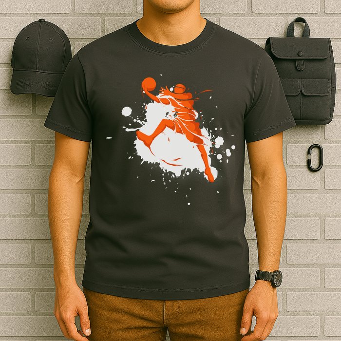 Basketball Player Slam Dunk Splash T-Shirt
