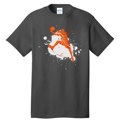 Basketball Player Slam Dunk Splash Tall T-Shirt