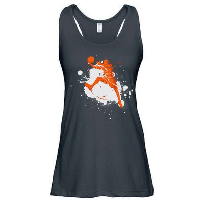 Basketball Player Slam Dunk Splash Ladies Essential Flowy Tank