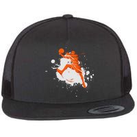 Basketball Player Slam Dunk Splash Flat Bill Trucker Hat