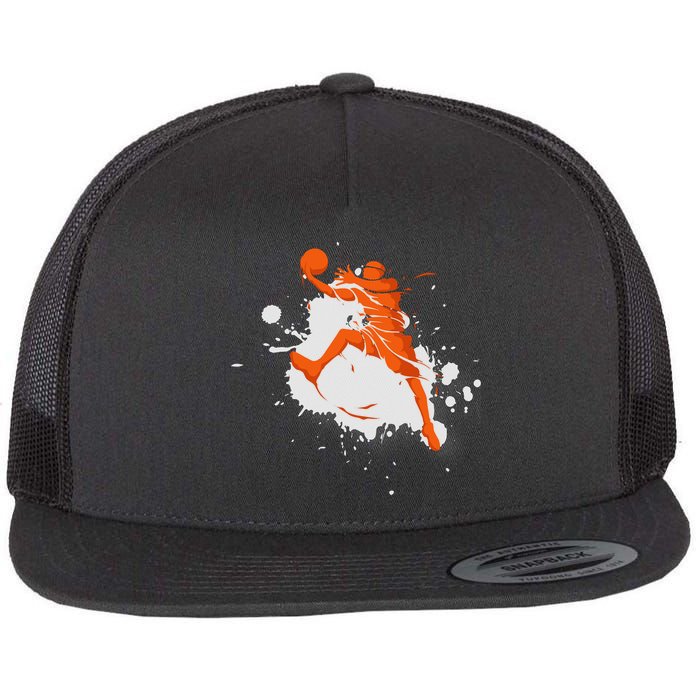 Basketball Player Slam Dunk Splash Flat Bill Trucker Hat
