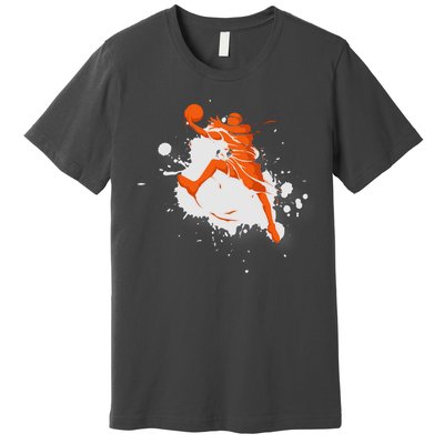 Basketball Player Slam Dunk Splash Premium T-Shirt