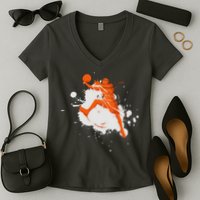 Basketball Player Slam Dunk Splash Women's V-Neck T-Shirt