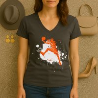 Basketball Player Slam Dunk Splash Women's V-Neck T-Shirt