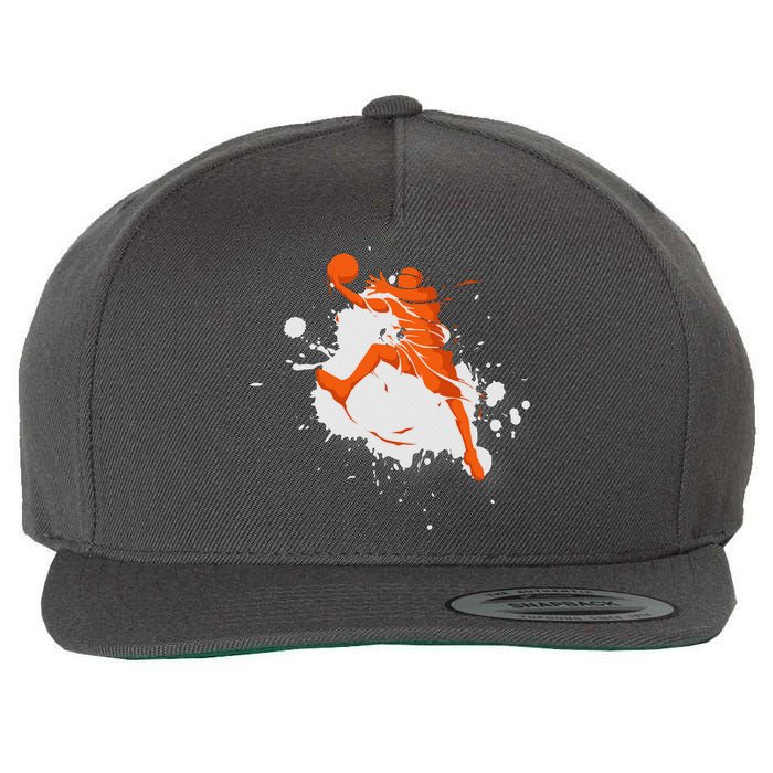 Basketball Player Slam Dunk Splash Wool Snapback Cap