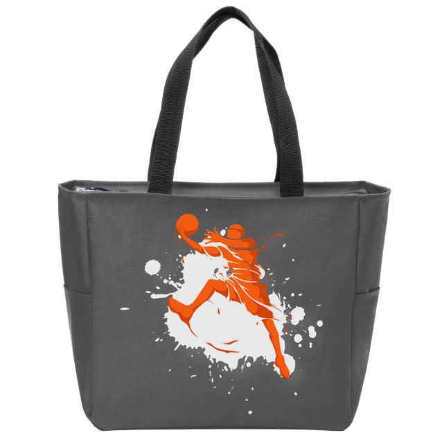Basketball Player Slam Dunk Splash Zip Tote Bag