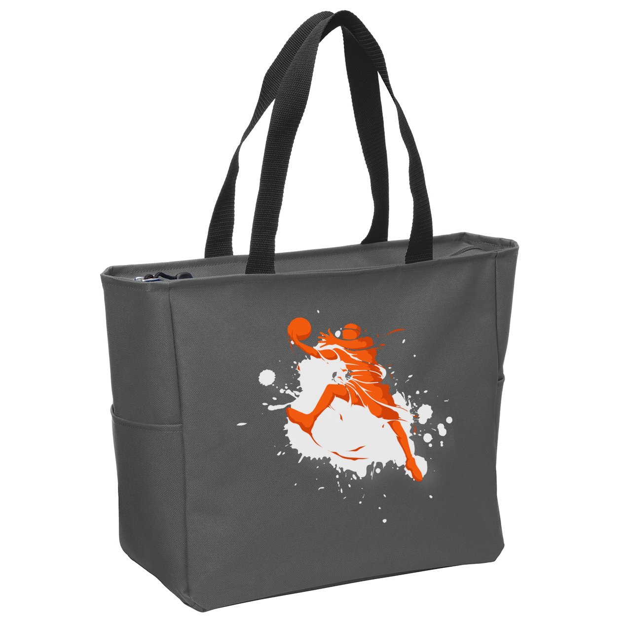 Basketball Player Slam Dunk Splash Zip Tote Bag