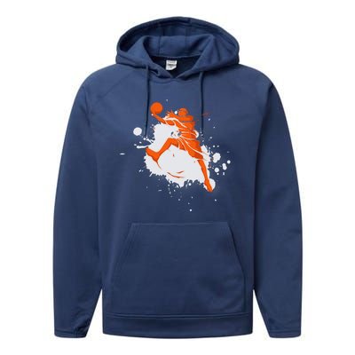 Basketball Player Slam Dunk Splash Performance Fleece Hoodie