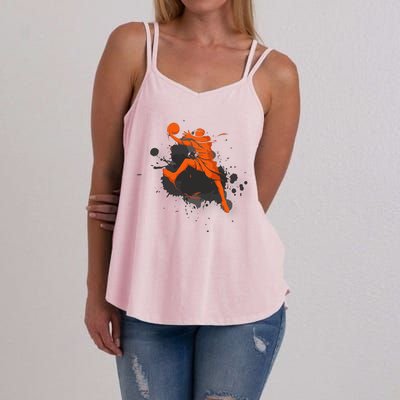 Basketball Player Slam Dunk Splash Women's Strappy Tank