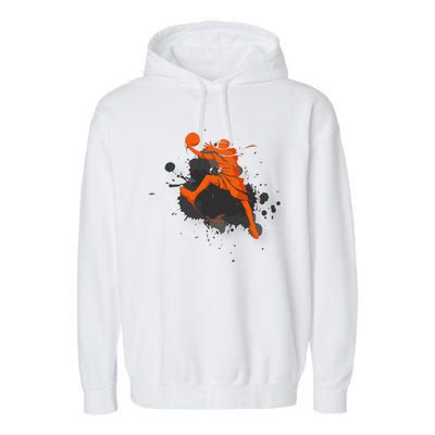 Basketball Player Slam Dunk Splash Garment-Dyed Fleece Hoodie