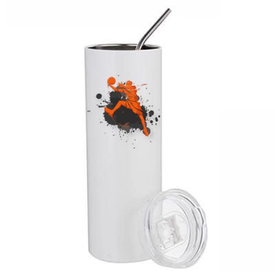 Basketball Player Slam Dunk Splash Stainless Steel Tumbler