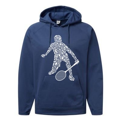 Badminton Player Shuttlecock Dad Badminton Great Gift Performance Fleece Hoodie