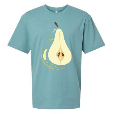 Big Pear Sliced Costume Cute Easy Fruits Halloween Gift Sueded Cloud Jersey T-Shirt